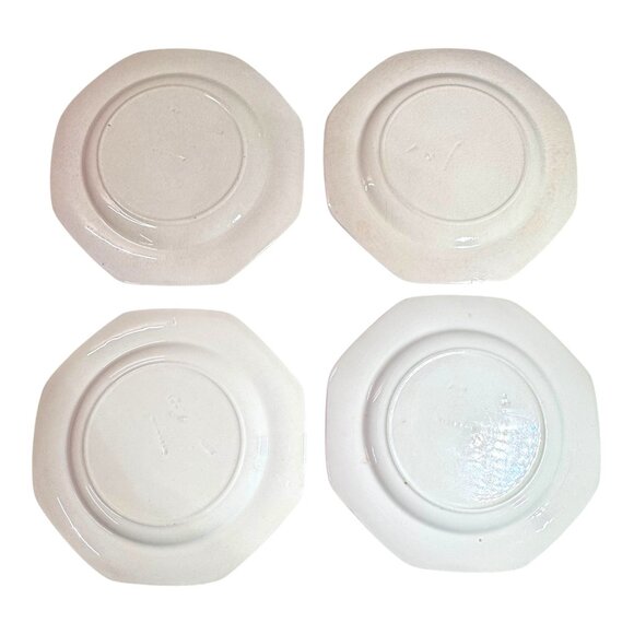 Set Of 4 Wedgwood Queensware Octagonal Embossed White Lunch Plates 8” Vintage - Picture 7 of 8